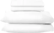 Whisper Organics Bed Sheets Organic 100% Cotton Sheet Set 500 Thread Count 4 Piece: Fitted Sheet Flat Sheet + 2 Pillowcases California King White