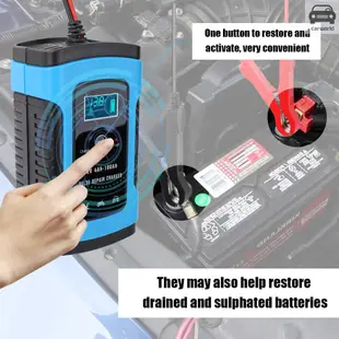12V6A摩托車汽車電瓶充電器充電機全智能通用修復型鉛酸蓄充電器黃色歐規