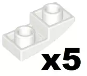 LEGO 5 New White Slopes Curved 2 x 1 x 2/3 Inverted Part 24201 WH1