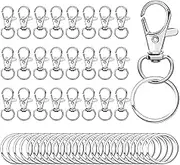 Lobster Claw Clasps | 50X Lanyard Snap Hook,Metal Swivel Clasps Hook, Keychain Craft Supplies with Key Rings for Jewelry Making, Crafts