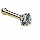 14K 0.03CT Yellow Gold Round Diamond Created Stud Body Piercing Nose Ring