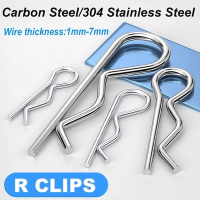 Carbon Steel/A2 Stainless Steel R Clips - Retaining Split Pin - Pins for Clevis