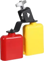 Totority Versatile Latin Percussion Set Double Sambago Bell Plastic Jam Block Drum Bell Lightweight and Portable
