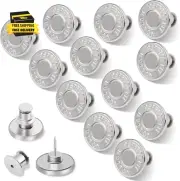 12 Sets Buttons Pins for Jeans, No-Sew Replacement Jean Buttons for Loose Pants