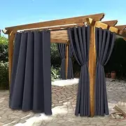 BONZER Waterproof Indoor/Outdoor Curtains for Patio - Thermal Insulated, Sun Blocking Grommet Blackout Curtains for Bedroom, Porch, Living Room, Pergola, Cabana, 2 Panels, 72 x 120 inch, Dark Grey