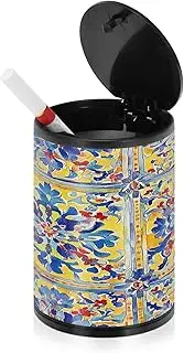 Ashtrays For Cigarettes Bohemian Boho Vintage Mandala Flower Mini Trash Can Car Covered Ash Tray Car Cup Holder Patio Kitchen Home