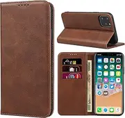 Cavor for iPhone 11 Pro Max Case,Cowhide Pattern Leather Case Magnetic Wallet Cover with Card Slots(6.5") -Dark Brown