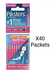 Piksters 400 PACK Interdental Brushes Size 00 CHEAPEST ONLINE (10x40 Packets)