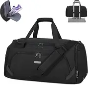 [NEWHEY] Sports Gym Bag Woman Men 40L Travel Duffle Bag Women Waterproof Gym Bags for Sport Traveling Casual Weekender Overnight Carry On Duffel Bag Gym Bag with Shoe Compartment Large Capacity Black