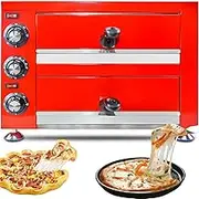 Indoor Electric Pizza Oven Commercial, 12" Countertop 2-Layer Pizza Maker, Adjustable Temperature & 60 Minutes Timer, Stainless Steel Indoor Pizza Oven Table Top Pizza Maker for Restaurant Home