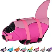 Dogcheer Dog Life Jacket, Cute Shark Dog Life Vest for Swimming Boating with Superior Buoyancy & Rescue Handle, Adjustable Puppy Floating Swim Vest for Small Medium Large Dogs(Bright Pink, M)