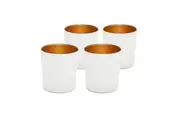 Set of 4 Luna Tumbler Glass White & Gold Art Craft Glassware Drinkware 380ml