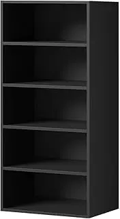 OIKITURE Wardrobe Shelf with 5 Shelves,Clothes Storage Cabinet with Built-in Unit, Wardrobe Closet for Bedroom, Living Room,Storage Organiser, 50.5 x 40 x 113cm, Black