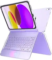 TQQ Case with Keyboard for iPad 10 Generation 10.9 Inch 2022 (Purple)