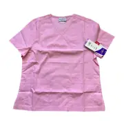 PEACHES Uniforms Womens SCRUB top Sz XS Powder Pink 4513 - Front Pockets NEW