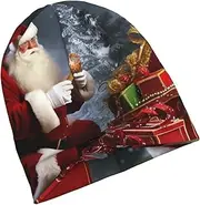 [FHEDVBN] Slouchy Beanie Hats for Women Men Merry Christmas Santa's Gift Beanies Winter Knitted Caps Warm Skull Cap Soft Ski Hat Black, Black, One Size