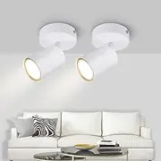 Kambo 2 x Spotlight Ceiling Light White - GU10 Spotlight Led Adjustable - Modern Wall Spotlights - Metal 2 Wall Lights Round - 1 Spots Ceiling Light Indoor for Corridor Bedroom - Bulb Not Included