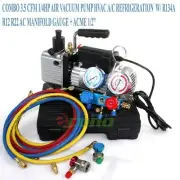 Refrigerant Manifold Gauge & 3CFM Vacuum Pump Set for HVAC Refrigeration Service