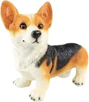 Outdoor Statues Simulation Corgi Dog Resin Statue Crafts Ornaments Garden Animal Decorative Sculpture (Color : Yellow) Happy House