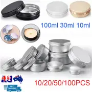 10-100ml Candle Jars with Lid Bulk Round Candle Container Tins Empty Storage Box