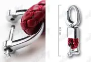 RED BRAIDED PU LEATHER STRAP KEYCHAIN RING FOR CAR KEY FOB 3.3" x 0.78"