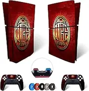 MaD Vision® Extra Durable Vinyl Skin Set for PS5 Disc Slim + 5 Pairs Aiming Rings | Scratch Resistant Sticker Set for PlayStation 5 + 2 Controllers - Milan Design