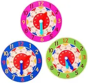 UPKOCH Safe Wooden Educational Clock 3pcs Boys and Girls Learning Toy Math Concepts for Early Education