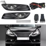 Black Front Bumper Fog Lights Kit For Nissan Sentra 2013-2015 Clear Lens+Switch (for: Nissan)