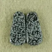 F05425# 1 Pair Natural Matched black snowflake obsidian Pendant Earrings Bead