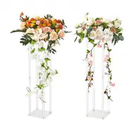 VEVOR 2PCS 31.5inch/80cm High Wedding Flower Stand, With Acrylic Laminate,Acrylic Vase Column Geometric Centerpiece Stands, Floral Display Rack for T-