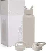 [Simple Modern] Water Bottle with Straw, Handle, and Chug Lid Vacuum Insulated Stainless Steel Metal Thermos Bottles | Large Leak Proof BPA-Free Flask for Gym | Summit Collection | 40oz, Almond Birch