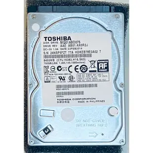 Toshiba 750GB 2.5吋 SATA2 筆記型電腦硬碟 MQ01ABD075 使用不到5天
