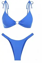 [seamoly] Tie Side Floral Smocked Shirred Triangle Bikini Set