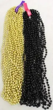Mardi Gras Beads Black & Gold Disco Mix 33" In Football Party 2 Dz 24 Necklaces