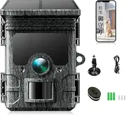 Solar Powered Trail Camera 4K 46MP - 120°PIR Range WiFi Bluetooth Game Camera - 0.1s Trigger Speed Wildlife Monitoring Camera with Night Vision, Motion Activated Hunting Camera IP66 Waterproof