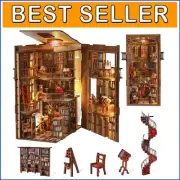 Elegant Book Nook DIY Kit with Premium Wood & Dust Cover for Teens & Adults