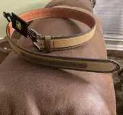 JOHN DEERE Men’s Boys Tan Tweed Leather Canvas Belt BRAND NEW Size 28 NWT