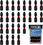 25pcs Strong Magnetic Drill bit, PZ2 Non-Slip Phillips Screwdriver bit, 1"/25mm Magnetic Phillips Screwdriver bit Set, 1/4" hex Shank, S2 Steel Phillips Impact Screwdriver bit