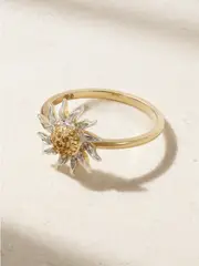 [Yvonne Léon] Yvonne Léon - Mini Soleil 18-karat Yellow And White Gold, Diamond And Citrine Ring - 7 7 Gold