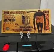 24k Gold Foil Plated Beast Titan Attack on Titan Banknote Anime Collectible