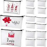 12 Pieces Cosmetic Bags Multipurpose Sublimation Blanks DIY Heat Transfer Makeup Bags Canvas Pen Case Pencil Bag Iron on