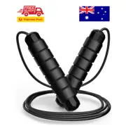 Adjustable Speed Jump Rope with Ball Bearings for Fitness, Tangle - Free (Black)