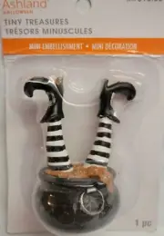 Ashland Tiny Treasures Mini Cauldron Witches Legs Halloween Decoration NIP