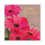 Hammond Gower Happy Birthday With Love Pink Flowers Notecard - 10x10cm
