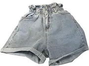 [RegaliaKun] Jean Shorts for Women A-line High Waisted Pull On Drawstring Elastic Waist Stretchy Denim Jorts Summer Shorts