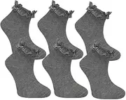 [COSHAL] Girls' Ruffled Trim Frilly Lace Socks School Ankle Socks, Girls Soft Back to School Trainer Socks Dance Socks Ankle Trim School Uniform Socks