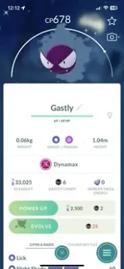Shiny Dynamax Gastly Pokémon Go Trade Registered 20k Stardust Or PTC