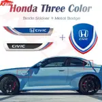 HONDA 本田思域車門側標擋泥板金屬貼紙不銹鋼葉板貼紙 3D 汽車金屬貼紙車身三角形車窗貼紙適用於思域 G8 G9 G