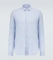 [Orlebar Brown] Orlebar Brown Giles linen long-sleeved shirt UK 16 blue