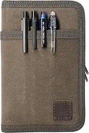 diodrio Field Notes Notebooks Cover for 3.3 x 5.5 Pocket Notebook Journal with Pen Holder, Water Resistant Zipper Cover for 3.5 x 5.5 Field Journal Planner Sketchbook, Waxed Canvas, Olive.
